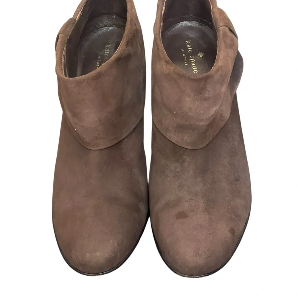Kate Spade Chocolate Suede Heeled Booties size 9.5M